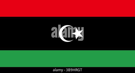 Flag of Libya. Libya flag official colors and proportion digital vector illustration. Stock Vector