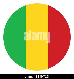 Flag of Mali. Mali circle flag logo icon computer vector illustration design. Stock Vector