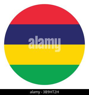 Flag of Mauritius. Mauritius circle flag logo icon computer vector illustration design. Stock Vector