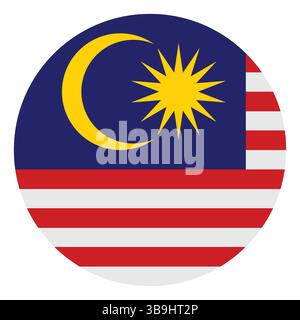 Flag of Malaysia. Malaysia circle flag logo icon computer vector illustration design. Stock Vector