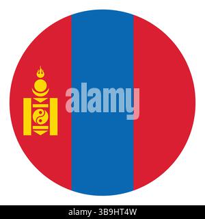 Flag of Mongolia. Mongolia circle flag logo icon computer vector illustration design. Stock Vector