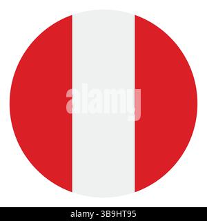 Flag of Peru. Peru circle flag logo icon computer vector illustration design. Stock Vector