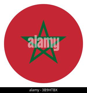 Flag of Morocco. Morocco circle flag logo icon computer vector illustration design. Stock Vector