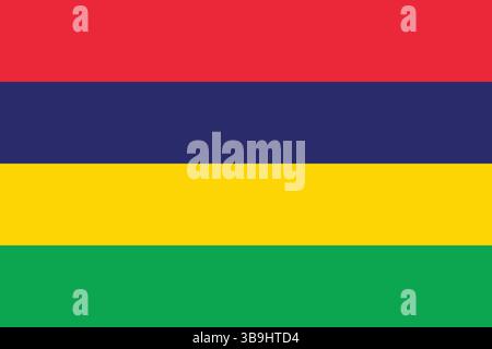Flag of Mauritius. Mauritius flag official colors and proportion digital vector illustration. Stock Vector
