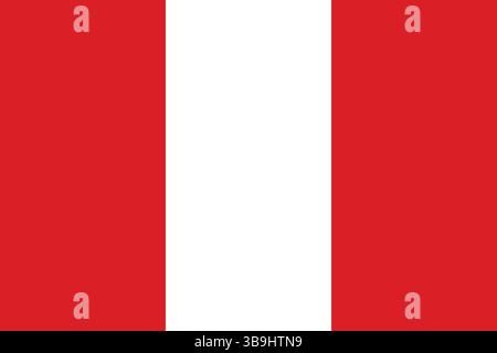 Flag of Peru. Peru flag official colors and proportion digital vector illustration. Stock Vector