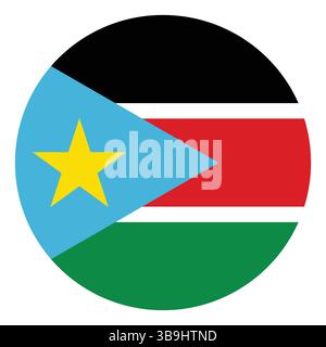 Flag of South Sudan. South Sudan circle flag logo icon computer vector illustration design. Stock Vector