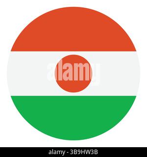 Flag of Niger. Niger circle flag logo icon computer vector illustration design. Stock Vector