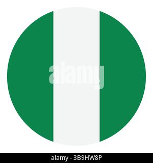 Flag of Nigeria. Nigeria circle flag logo icon computer vector illustration design. Stock Vector
