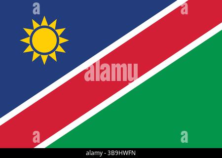 Flag of Namibia. Namibia flag official colors and proportion digital vector illustration. Stock Vector