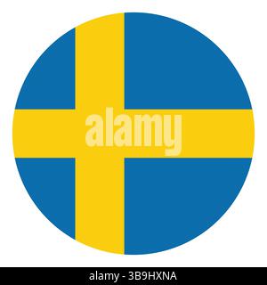 Flag of Sweden. Sweden circle flag logo icon computer vector illustration design. Stock Vector