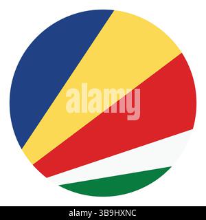 Flag of Seychelles. Seychelles circle flag logo icon computer vector illustration design. Stock Vector