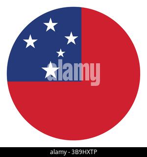 Flag of Samoa. Samoa circle flag logo icon computer vector illustration design. Stock Vector