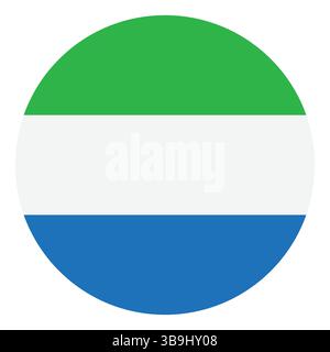Flag of Sierra Leone. Sierra Leone circle flag logo icon computer vector illustration design. Stock Vector