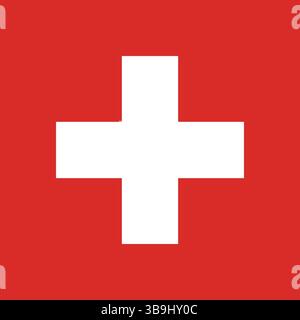 Flag of Switzerland. Switzerland flag official colors and proportion digital vector illustration. Stock Vector