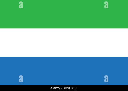 Flag of Sierra Leone. Sierra Leone flag official colors and proportion digital vector illustration. Stock Vector