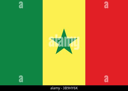 Flag of Senegal. Senegal flag official colors and proportion digital vector illustration. Stock Vector