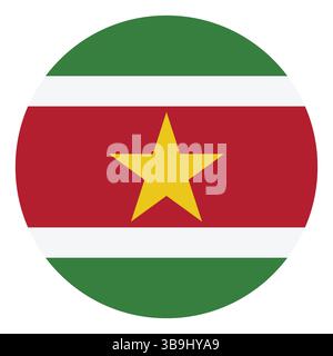 Flag of Suriname. Suriname circle flag logo icon computer vector illustration design. Stock Vector