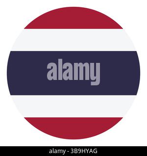 Flag of Thailand. Thailand circle flag logo icon computer vector illustration design. Stock Vector