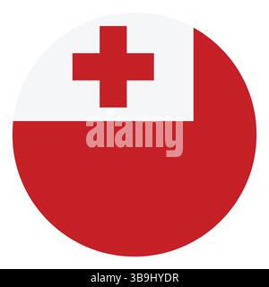 Flag of Tonga. Tonga circle flag logo icon computer vector illustration design. Stock Vector
