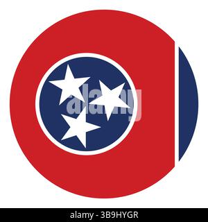 Flag of Tennessee. Tennessee circle flag logo icon computer vector illustration design. Stock Vector