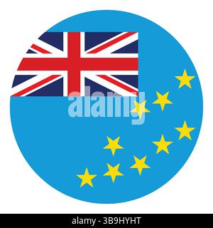Flag of Tuvalu. Tuvalu circle flag logo icon computer vector illustration design. Stock Vector