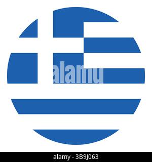 Flag of Greece. Greece circle flag logo icon computer vector illustration design. Stock Vector