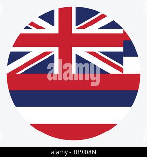 Flag of Hawaii. Hawaii circle flag logo icon computer vector illustration design. Stock Vector