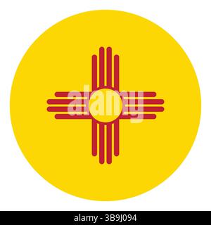 Flag of New Mexico. New Mexico circle flag logo icon computer vector illustration design. Stock Vector
