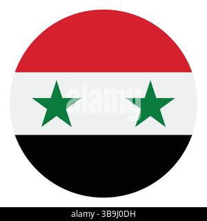 Flag of Syria. Syria button flag logo icon computer vector illustration design. Stock Vector