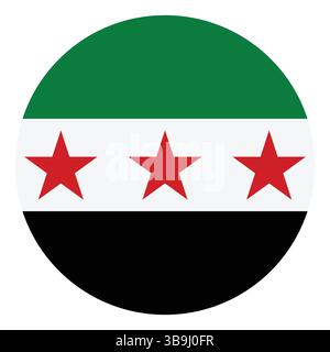 Flag of Syria. Syria circle flag logo icon computer vector illustration design. Stock Vector