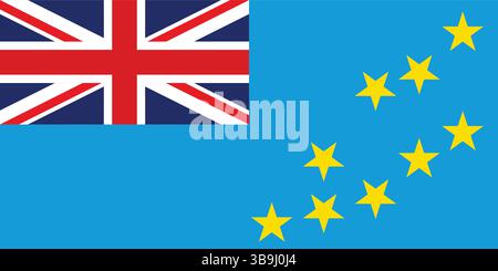 Flag of Tuvalu. Tuvalu flag official colors and proportion digital vector illustration. Stock Vector