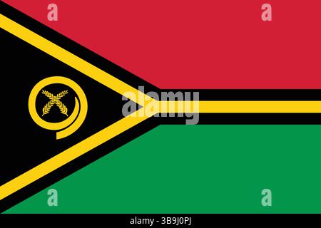 Flag of Vanuatu. Vanuatu flag official colors and proportion digital vector illustration. Stock Vector