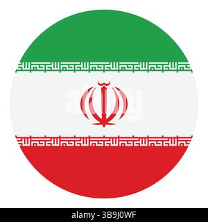 Flag of Iran. Iran circle flag logo icon computer vector illustration design. Stock Vector