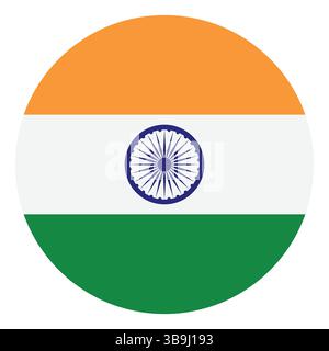 Flag of India. India circle flag logo icon computer vector illustration design. Stock Vector