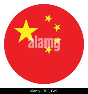 Flag of China. China circle flag logo icon computer vector illustration design. Stock Vector