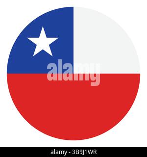 Flag of Chile. Chile circle flag logo icon computer vector illustration design. Stock Vector