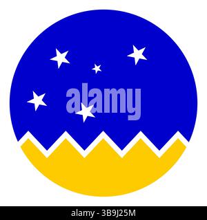 Flag of Magellan-chilean Antarctic Region. Magellan-chilean Antarctic Region circle flag logo icon computer vector illustration design. Stock Vector