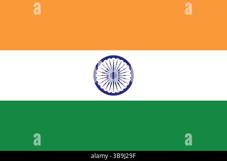 Flag of India. India flag official colors and proportion digital vector illustration. Stock Vector
