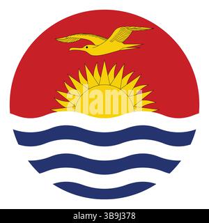 Flag of Kiribati. Kiribati circle flag logo icon computer vector illustration design. Stock Vector