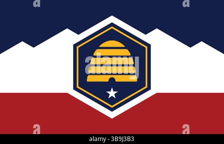 Flag of Utah state. Utah flag official colors and proportion digital vector illustration. Stock Vector
