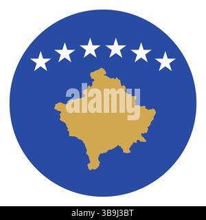Flag of Kosovo. Kosovo circle flag logo icon computer vector illustration design. Stock Vector