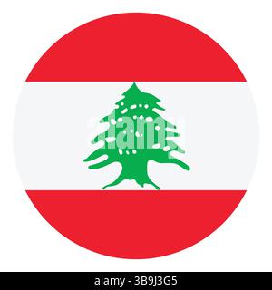 Flag of Lebanon. Lebanon circle flag logo icon computer vector illustration design. Stock Vector