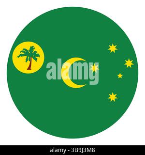 Flag of Cocos (Keeling) Islands. Cocos (Keeling) Islands circle flag logo icon computer vector illustration design. Stock Vector