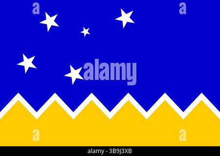 Flag of Magellan-chilean Antarctic Region. Magellan-chilean Antarctic Region flag official colors and proportion digital vector illustration. Stock Vector