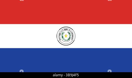 Flag of Paraguay. Paraguay flag official colors and proportion digital vector illustration. Stock Vector