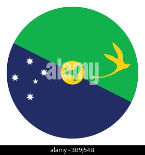 Flag of Christmas Island. Christmas Island circle flag logo icon computer vector illustration design. Stock Vector