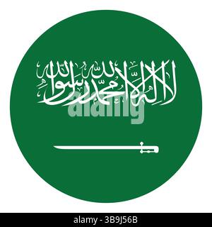 Flag of Saudi Arabia. Saudi Arabia circle flag logo icon computer vector illustration design. Stock Vector