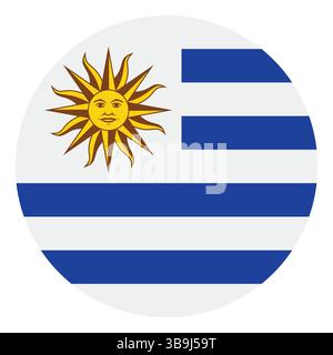 Flag of Uruguay. Uruguay circle flag logo icon computer vector illustration design. Stock Vector