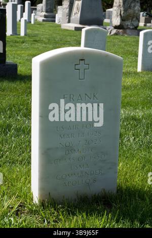 Grave of astronaut Frank Borman, who commanded Apollo 8 on the first flight to the moon in 1968. Stock Photo