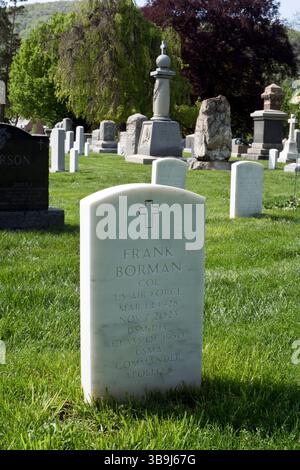 Grave of astronaut Frank Borman, who commanded Apollo 8 on the first flight to the moon in 1968. Stock Photo